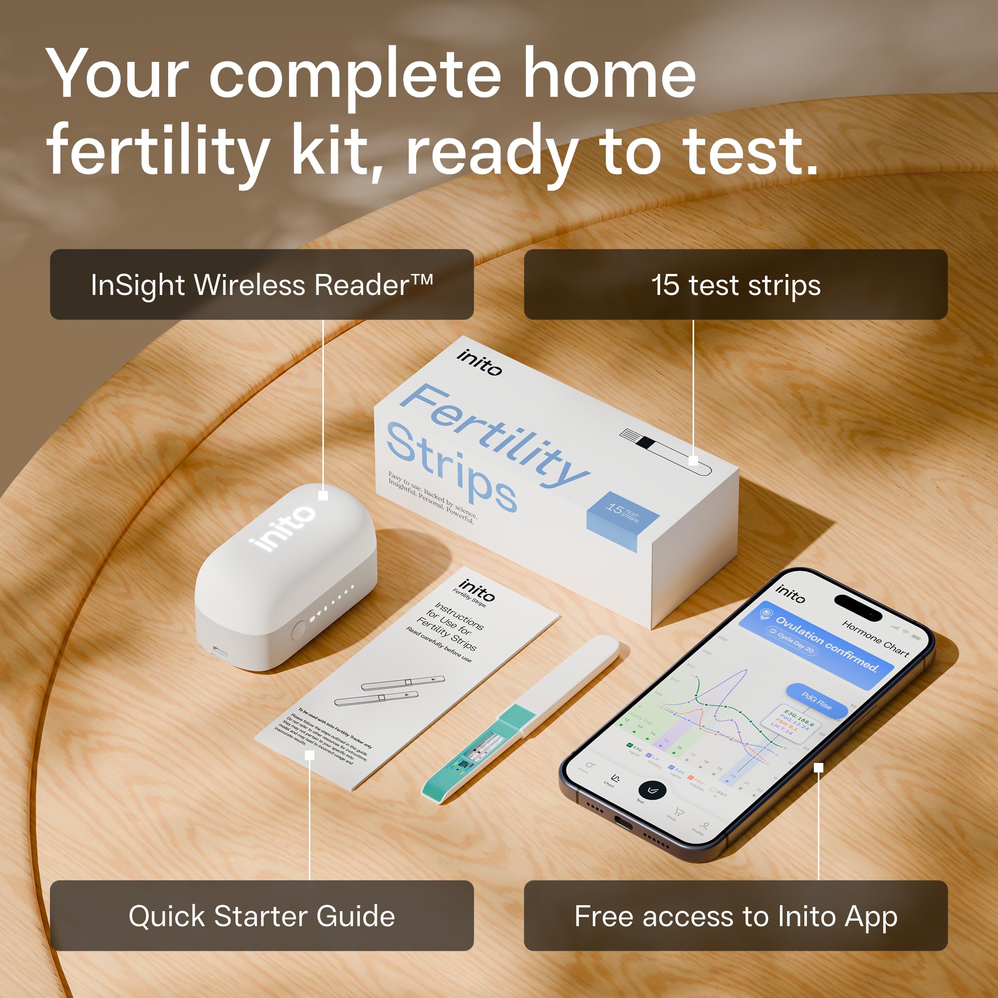 Inito app hormone chart screen displaying numeric values and trend lines for clarity