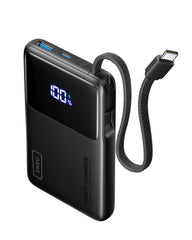 INIU compact front view showing sleek black housing and ports for portability benefit