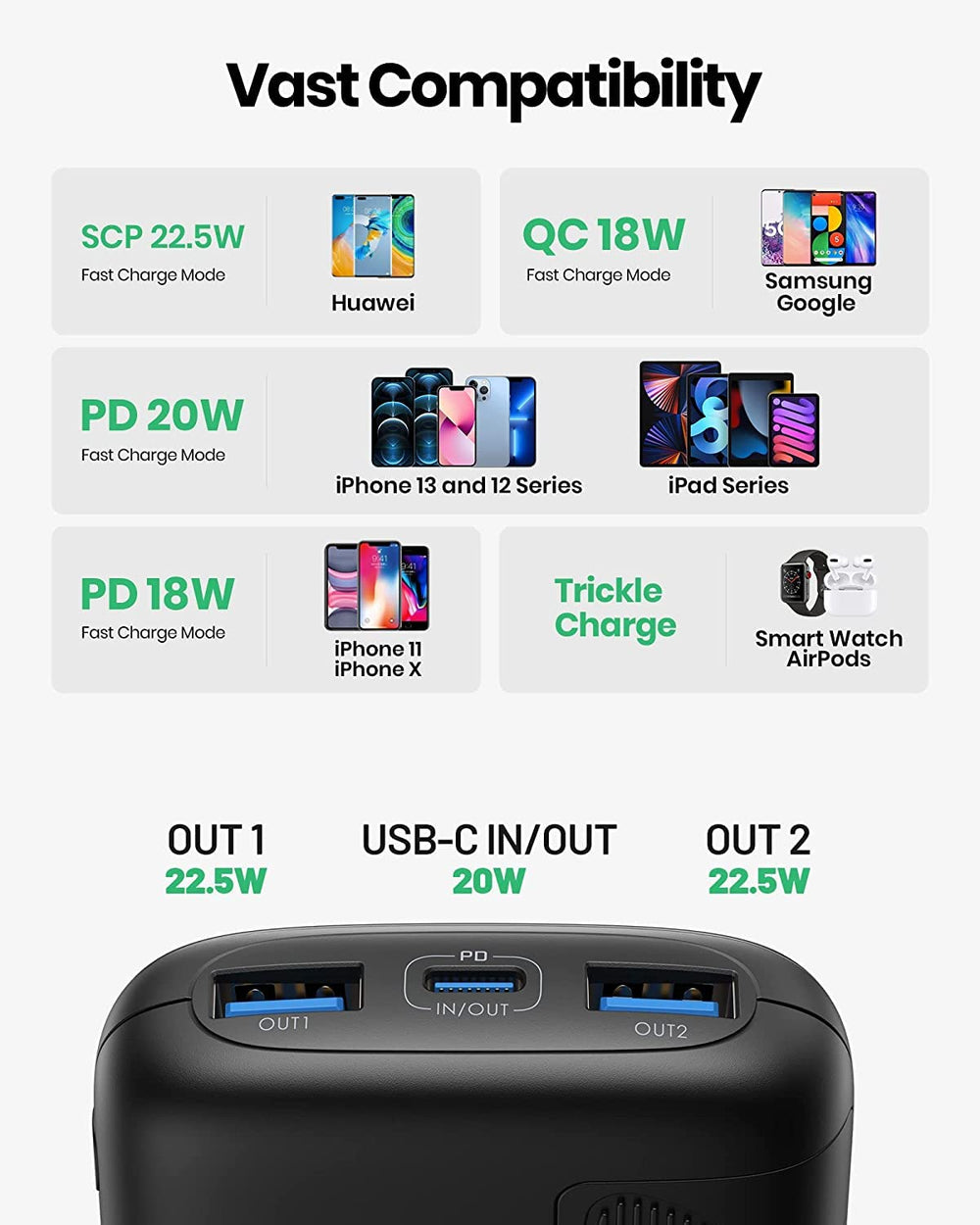 INIU power bank size comparison in hand showing true pocket-sized portability advantage