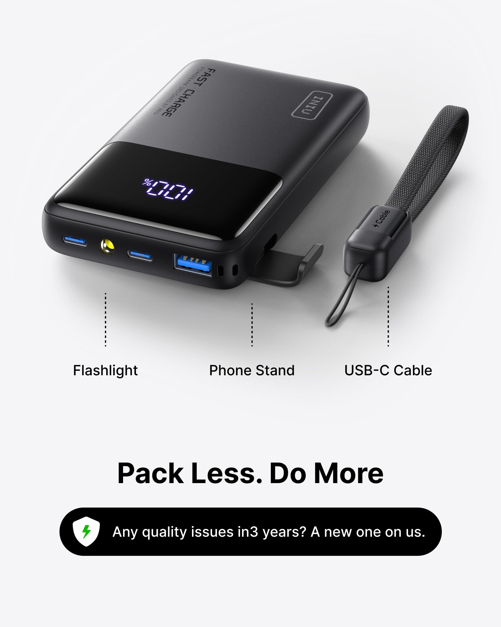 INIU power bank con teléfono en soporte integrado para manos libres