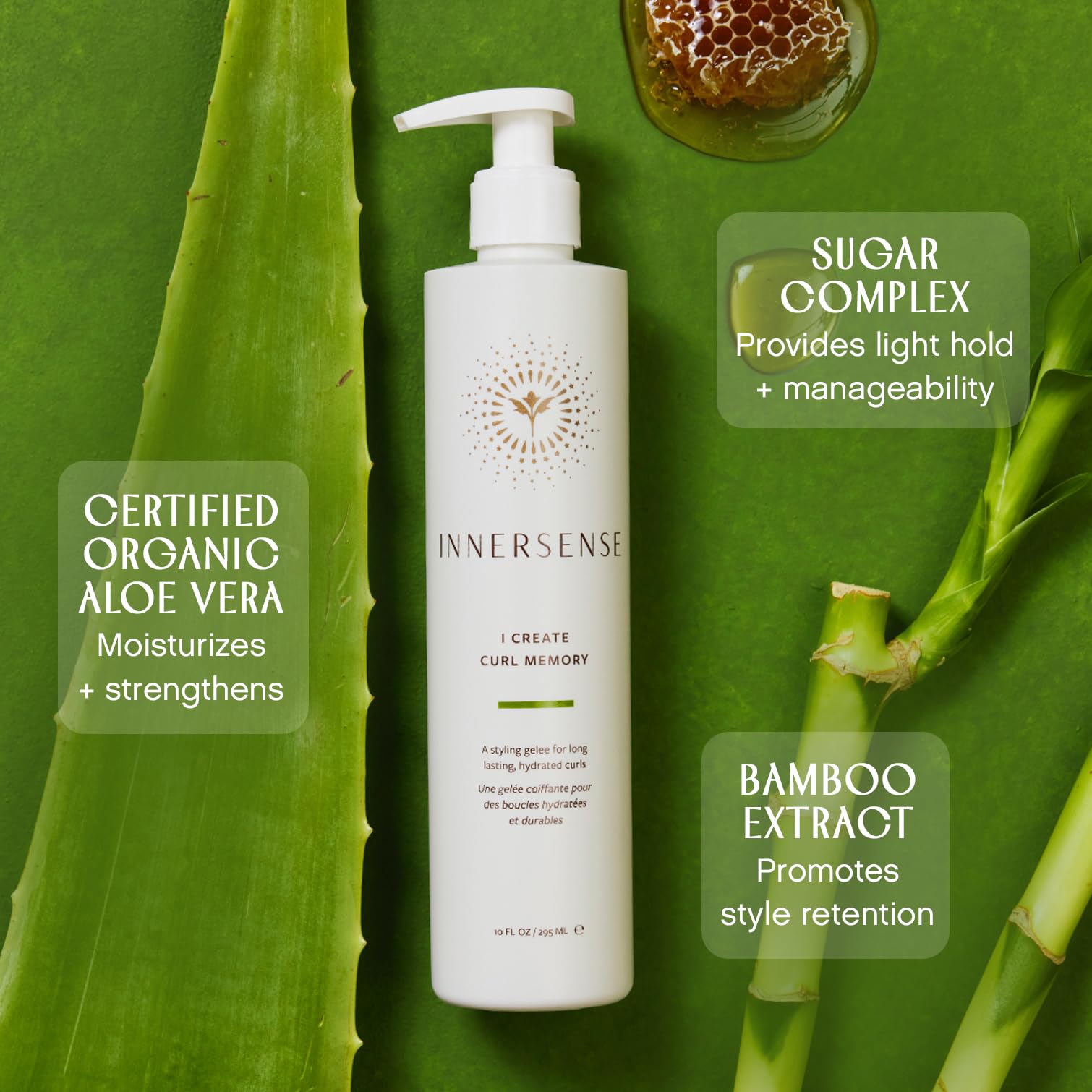 INNERSENSE detalle de la etiqueta con ingredientes, beneficio: transparencia y origen