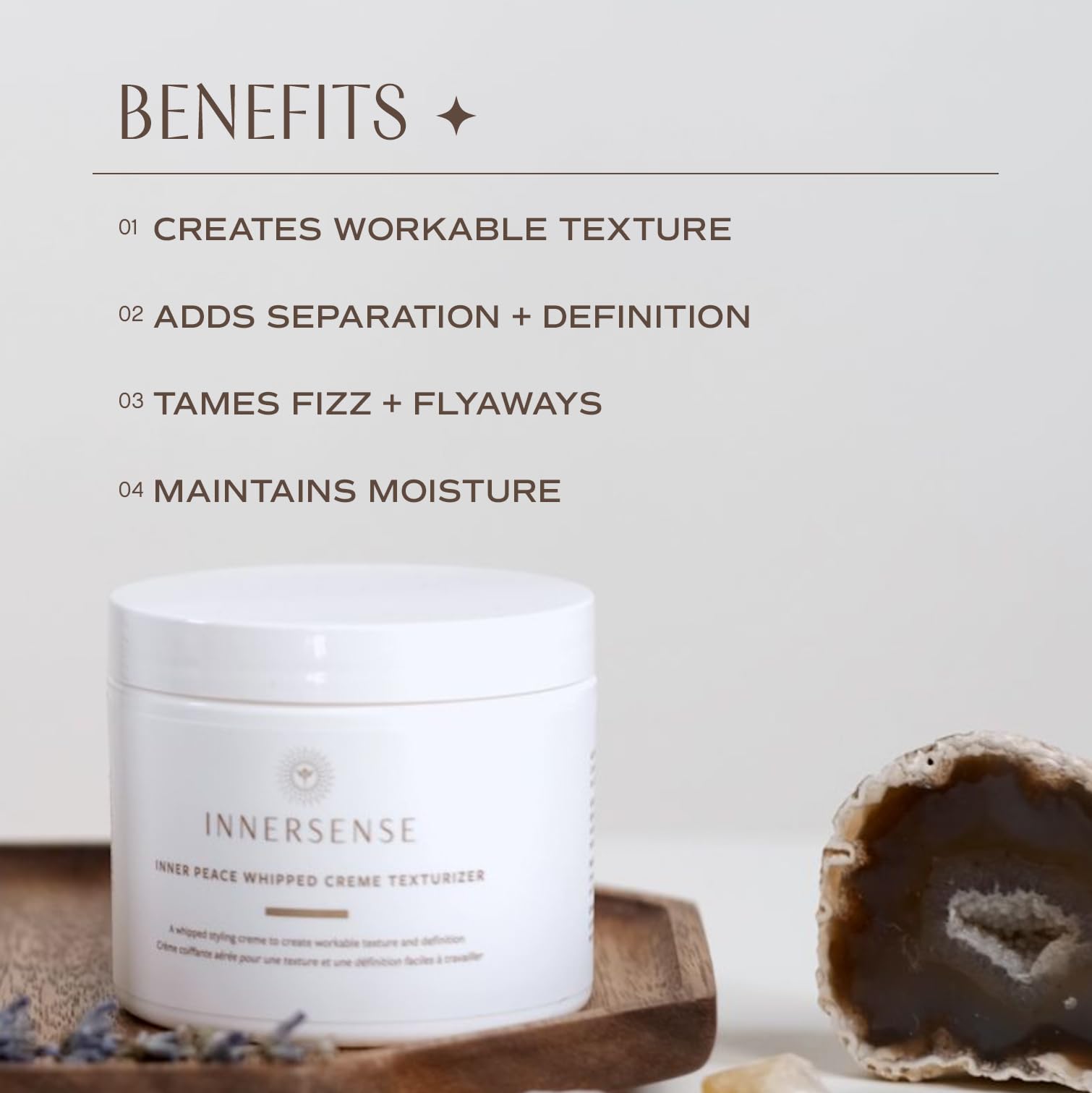 INNERSENSE shea butter and honey ingredients staged, emphasizes conditioning benefits
