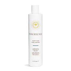 INNERSENSE envase frontal Quiet Calm Curl Control crema 10oz mostrando etiqueta clara y útil