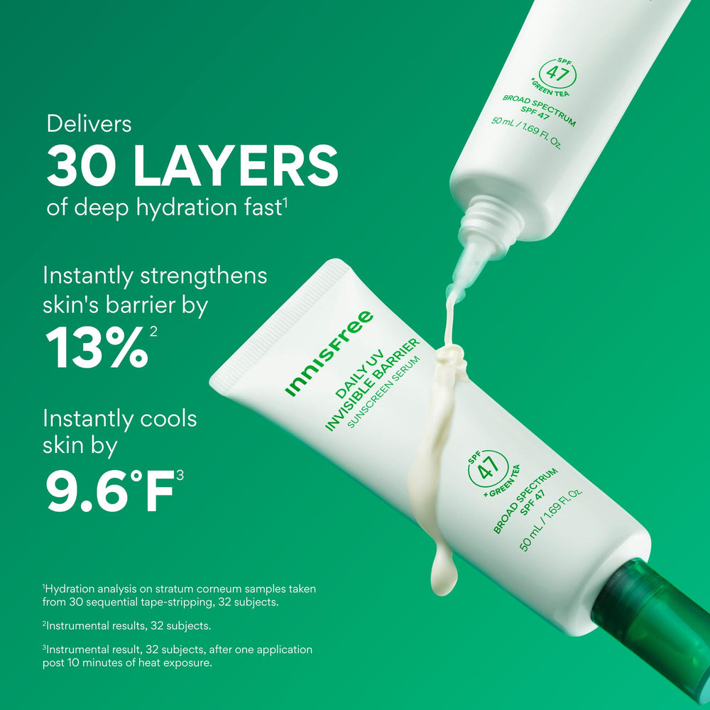 innisfree etiqueta con SPF 47 y detalles de ingredientes