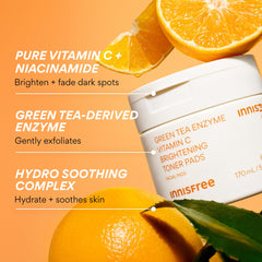 innisfree textura de pad cercana fibras con vitamina C para exfoliar suavemente
