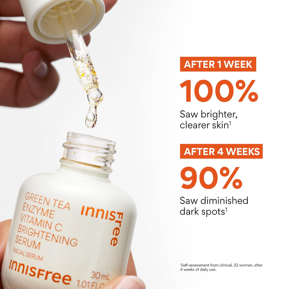 innisfree drop onto fingertip illustrating suggested few-drops application