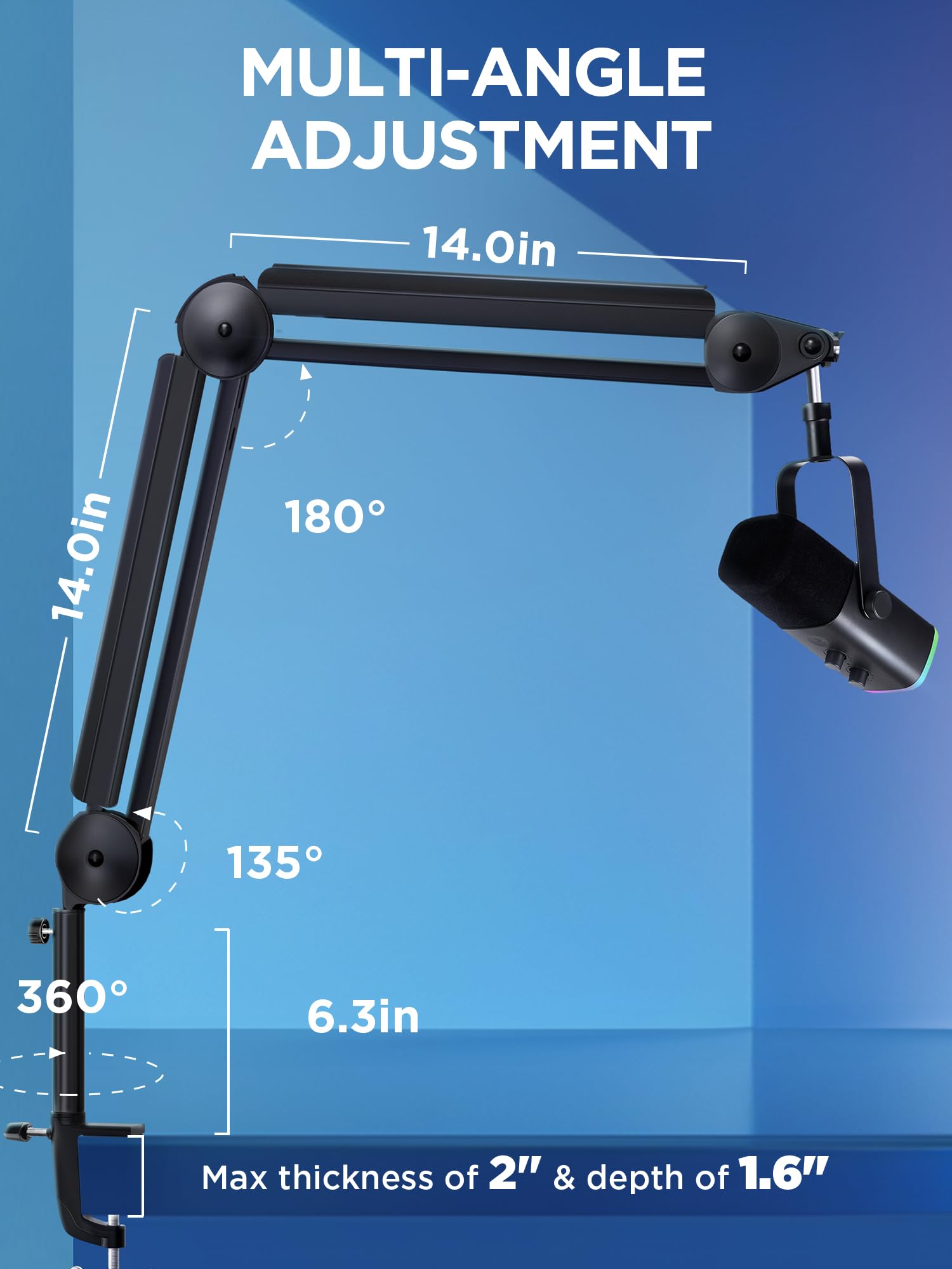 InnoGear conector metálico 5/8" en foco, compatibilidad amplia con micrófonos