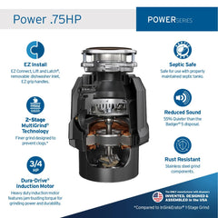 InSinkErator side profile emphasizing slim design and space-saving benefit