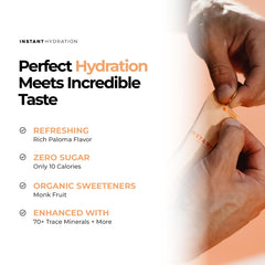 Instant Hydration powder texture close-up showing fine, dissolvable mix