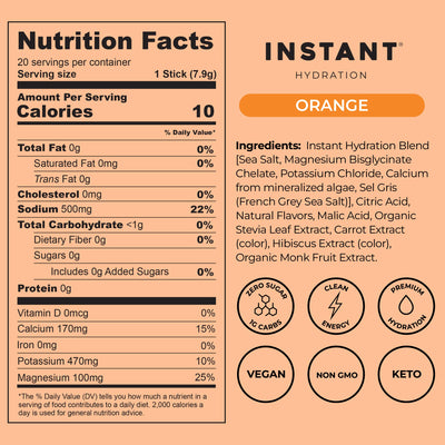 Instant Hydration stick next to measuring scale showing serving size