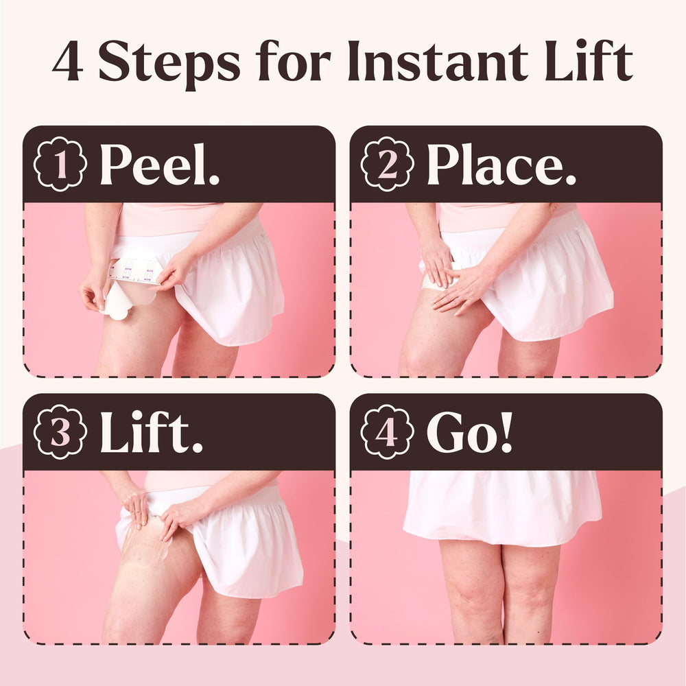 Instant Lifts Skinnies aplicadas en muslo demostrando levantamiento