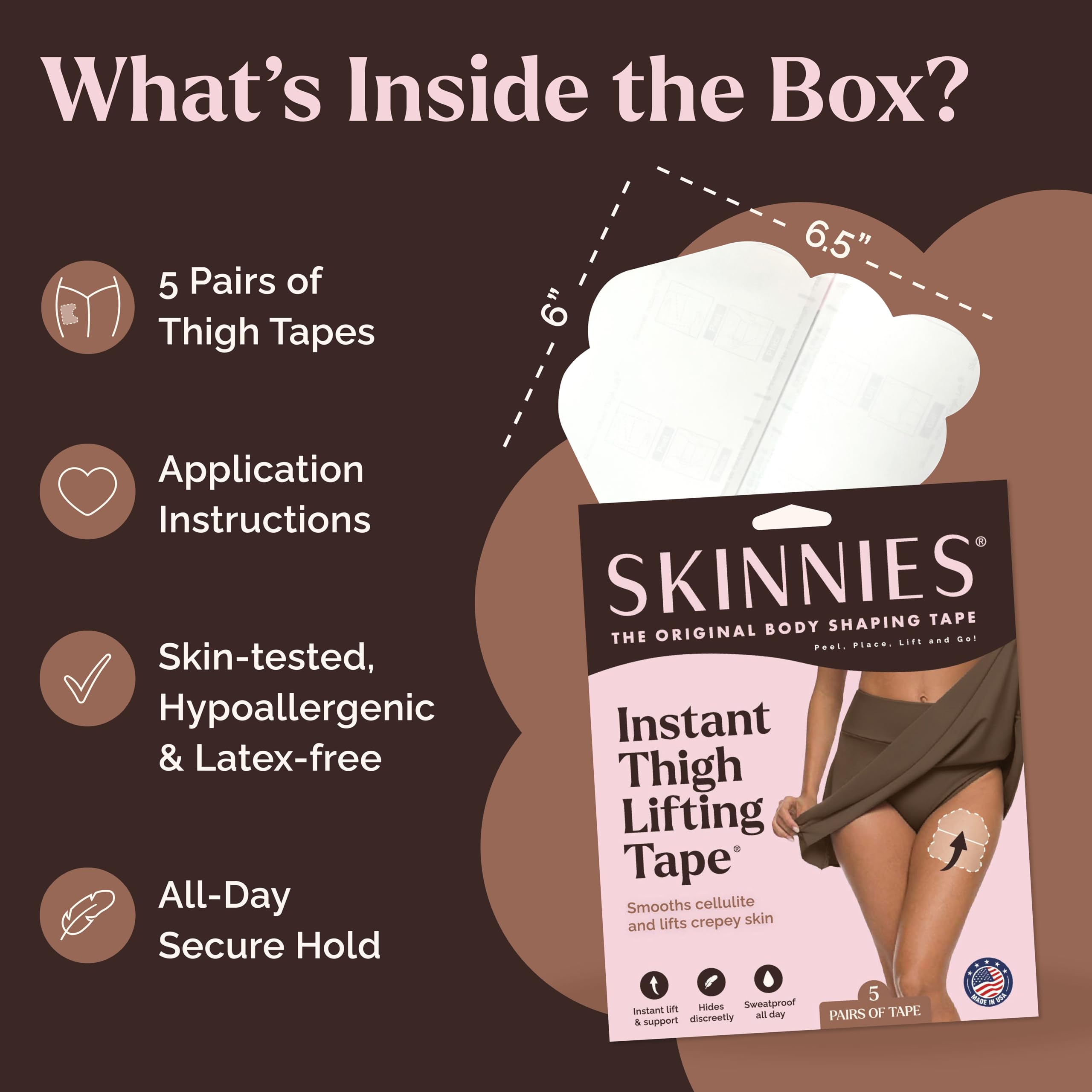 Instant Lifts Skinnies etiqueta Made in USA y patente visible
