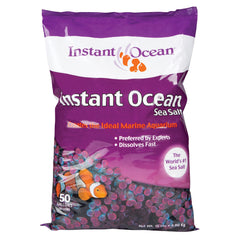 Instant Ocean frente del empaque 50 gal mostrando presentación y ventaja de mezcla rápida