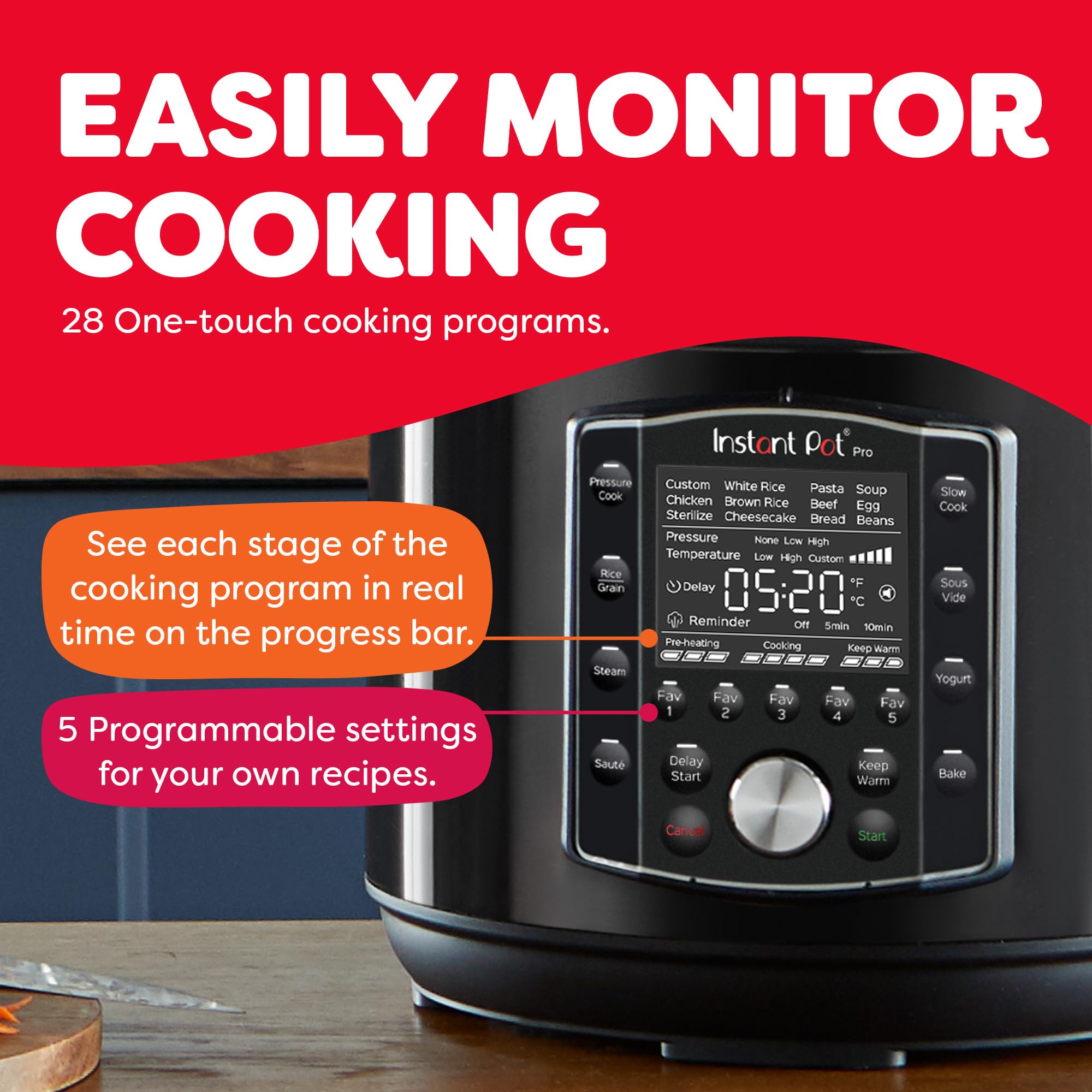 Instant Pot Pro rejilla de vapor de acero inoxidable incluida para cocinar al vapor