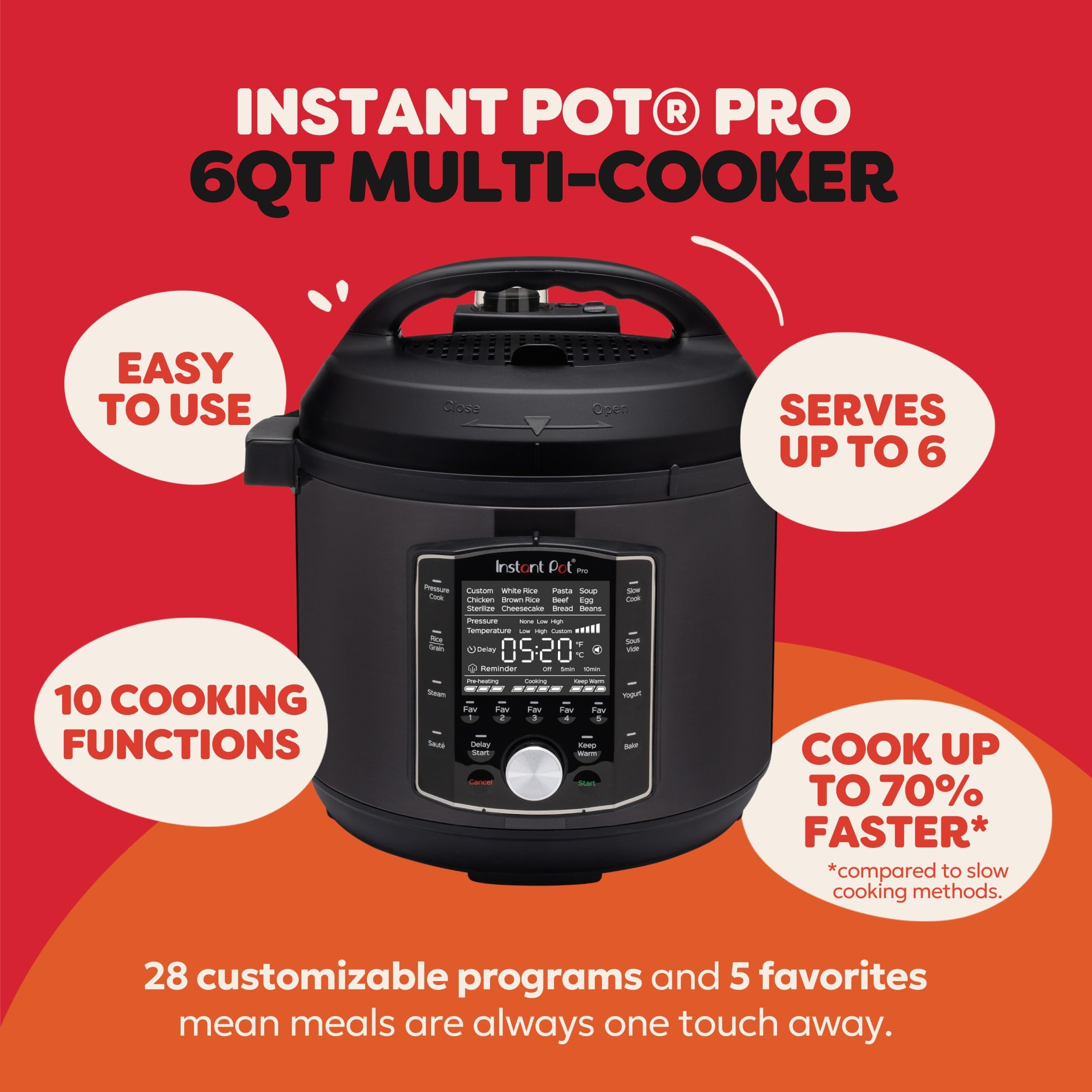 Instant Pot Pro detalle de la tapa con válvula de liberación segura