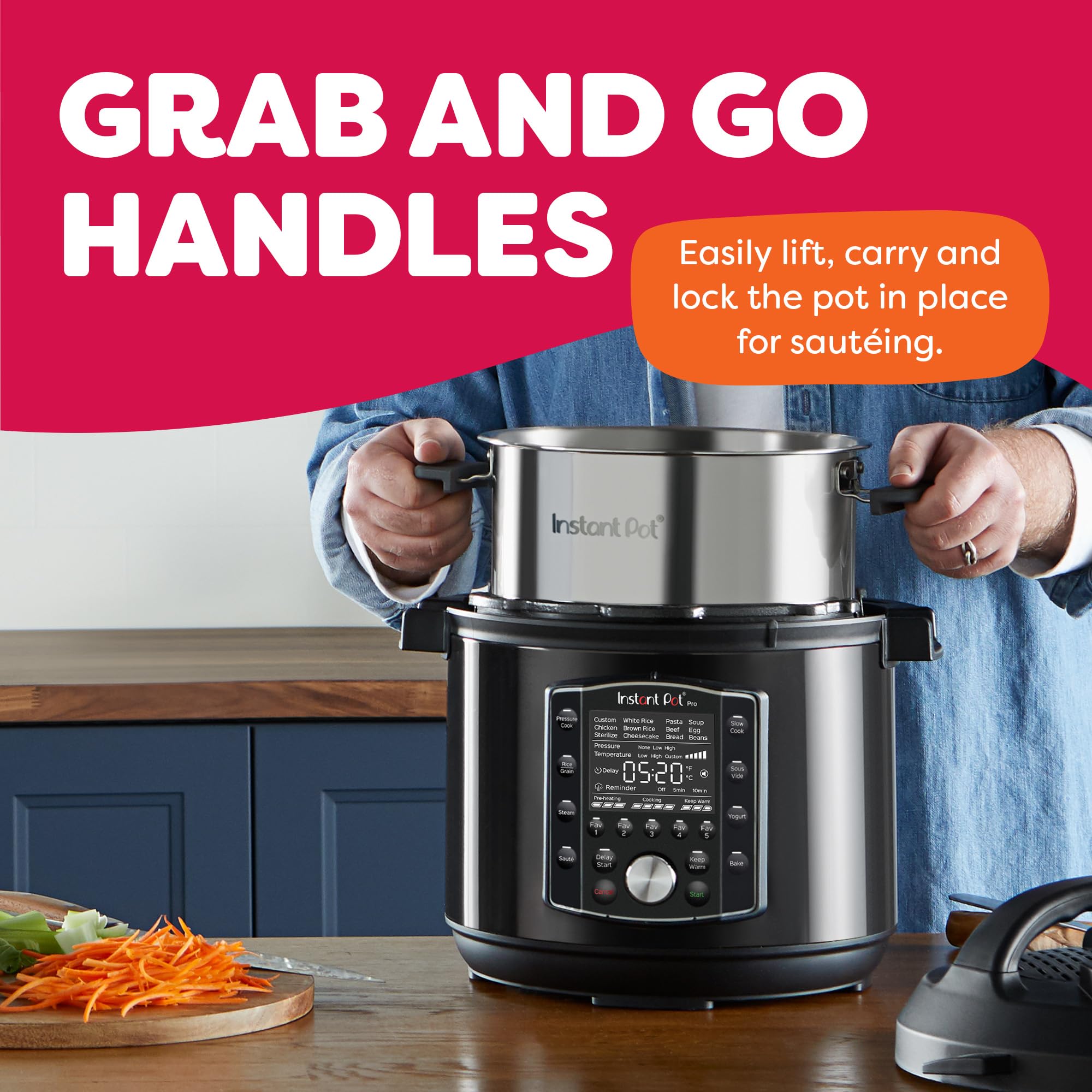Instant Pot Pro en uso en cocina preparando comida familiar rápidamente