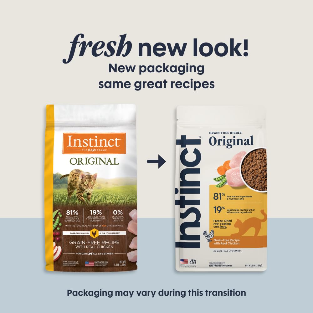 Instinct close-up of kibble texture highlighting protein-rich pieces