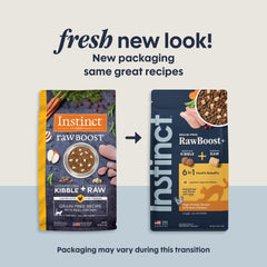 Instinct RawBoost kibble close-up showing crunchy texture and protein