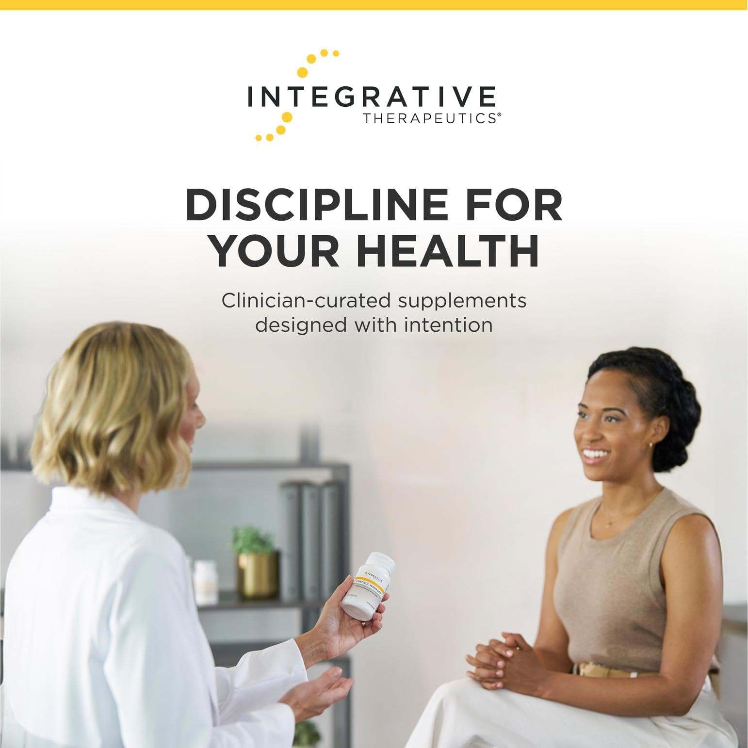 Integrative Therapeutics ashwagandha y L-teanina representadas, apoya formulación