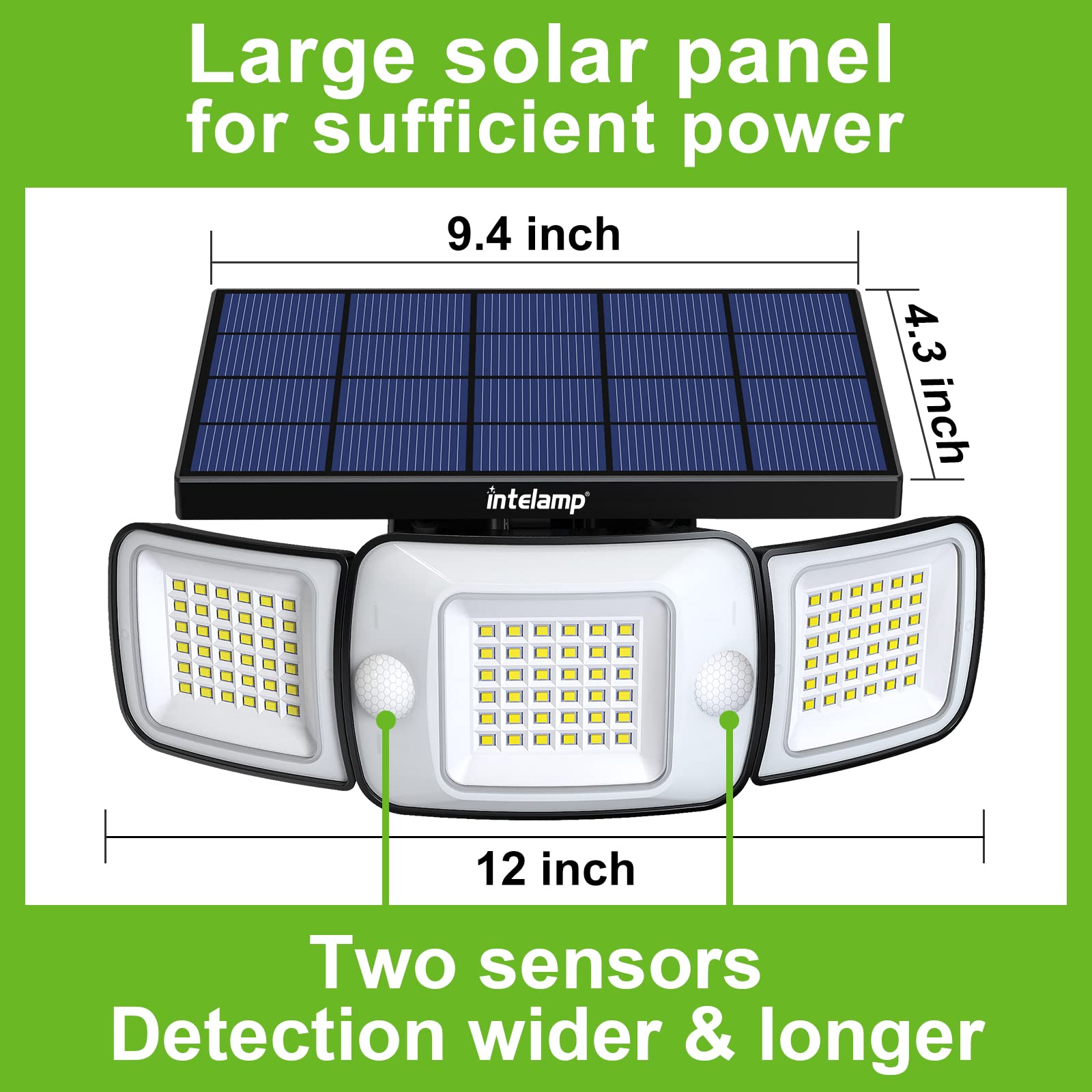 intelamp vista de los tres cabezales orientables para 270° de iluminación