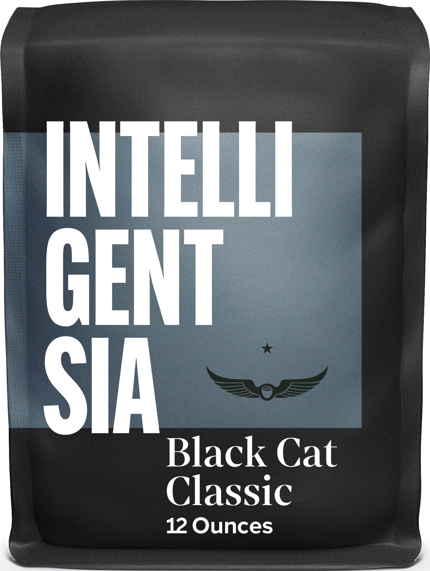 Intelligentsia bolsa frontal mostrando marca y peso, aporta confianza de compra