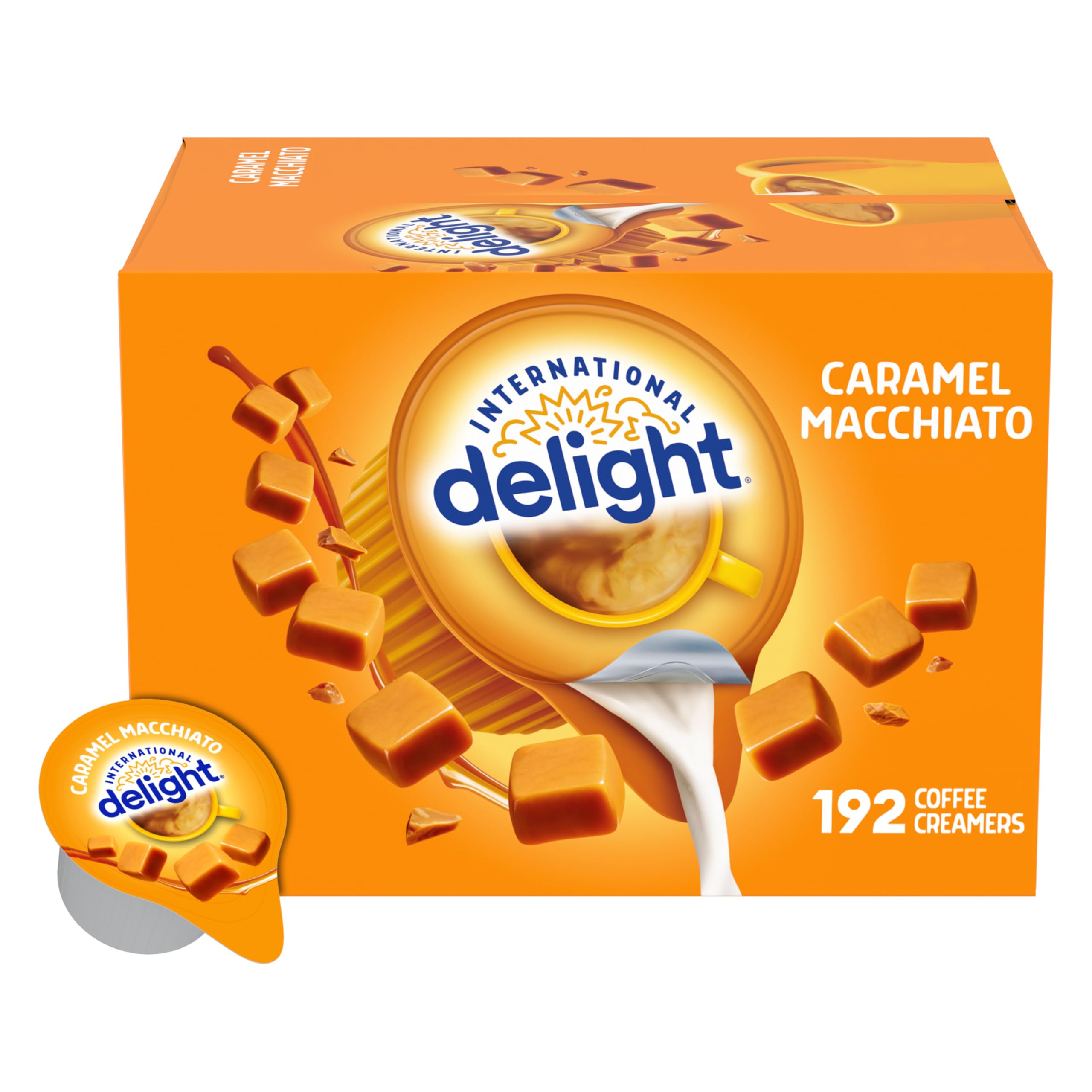 International Delight frente del paquete de 192 unidades mostrando marca y sabor
