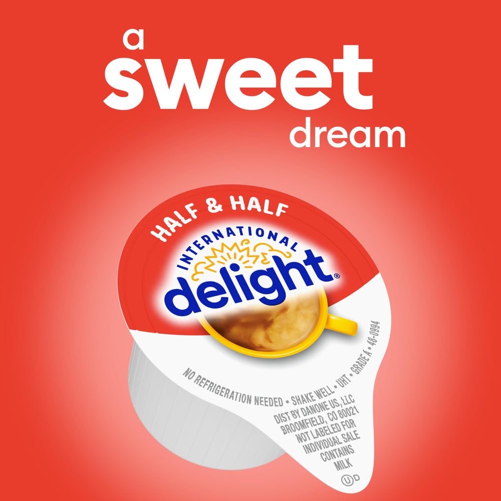 International Delight monodosis en mano lista para llevar y usar fuera de casa