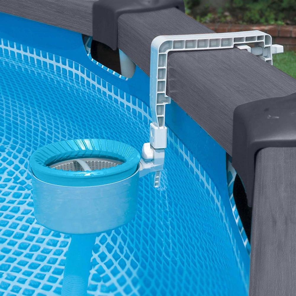 Intex skimmer basket being emptied showing effortless maintenance benefit