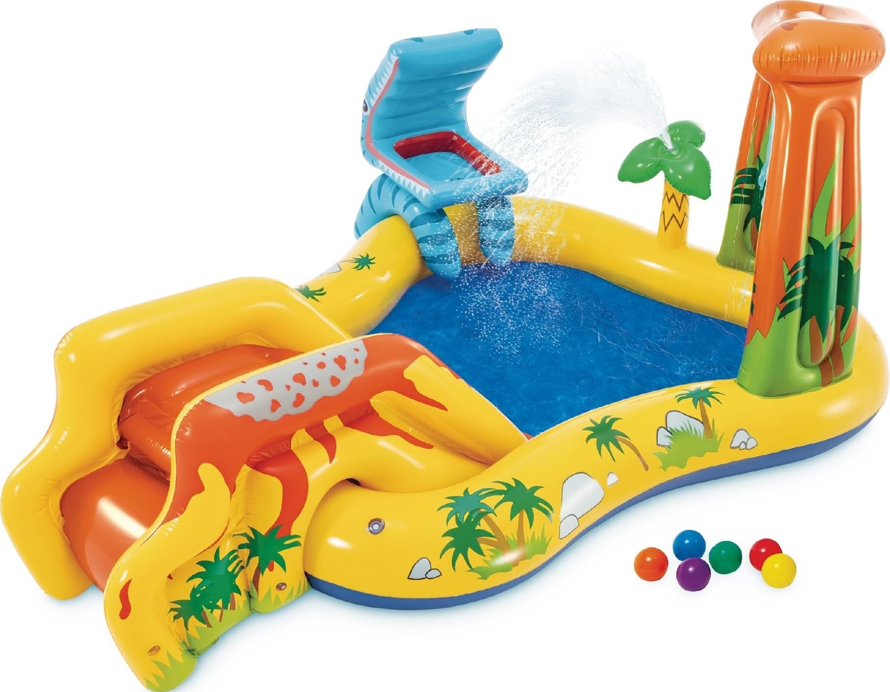 INTEX vista frontal del centro inflable dinosaurio mostrando diseño y diversión