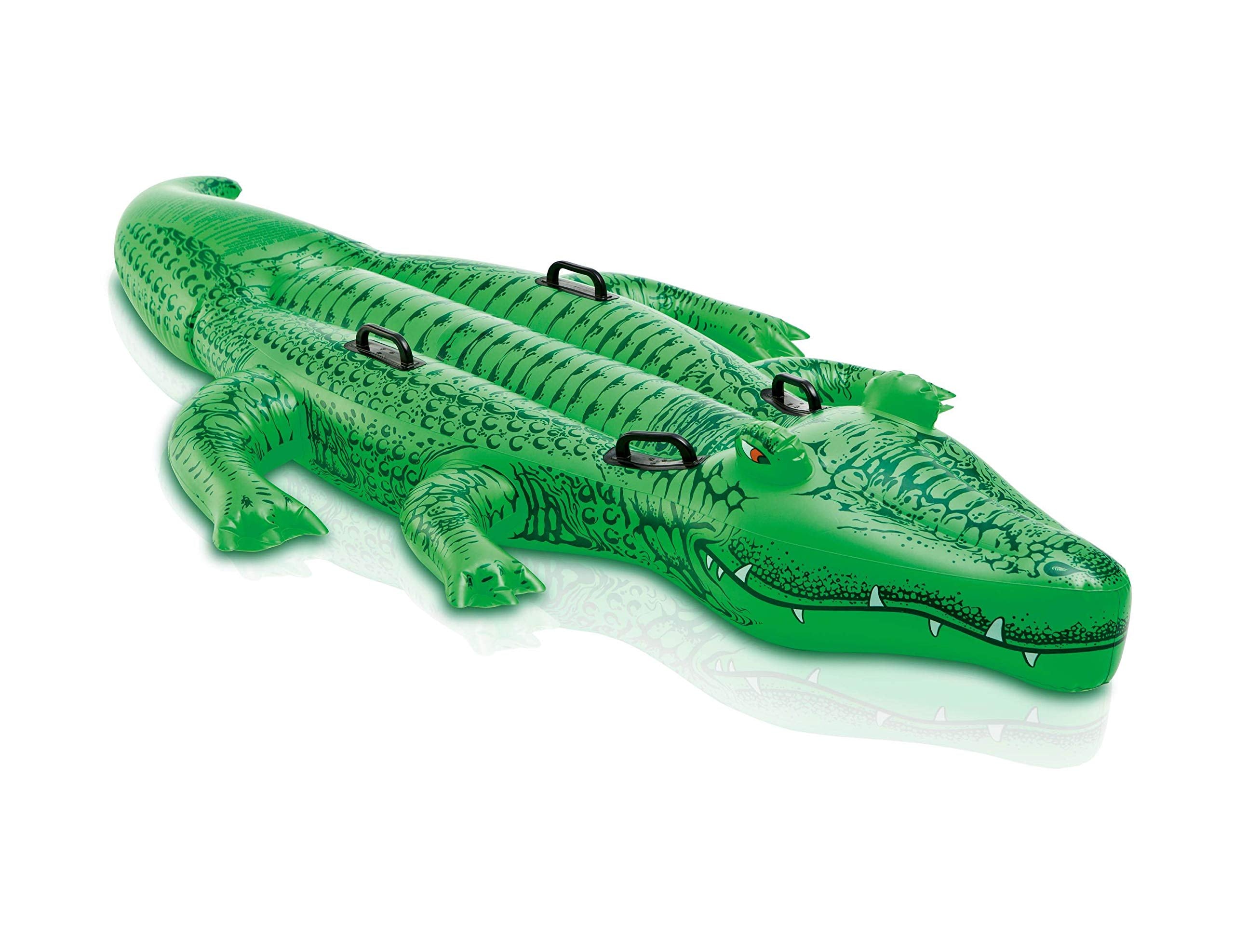 Intex Giant Gator vista frontal color verde y diseño amigable para diversión segura