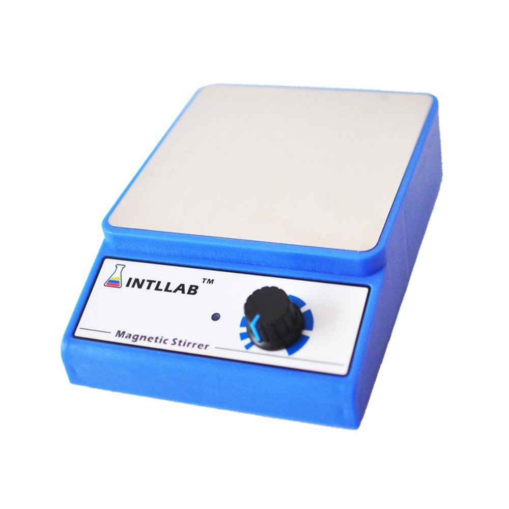 INTLLAB stir bar beside the stirrer showing recommended stir bar size and effective coupling