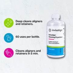 INVISALIGN polvo blanco en primer plano, textura fina para limpieza eficaz