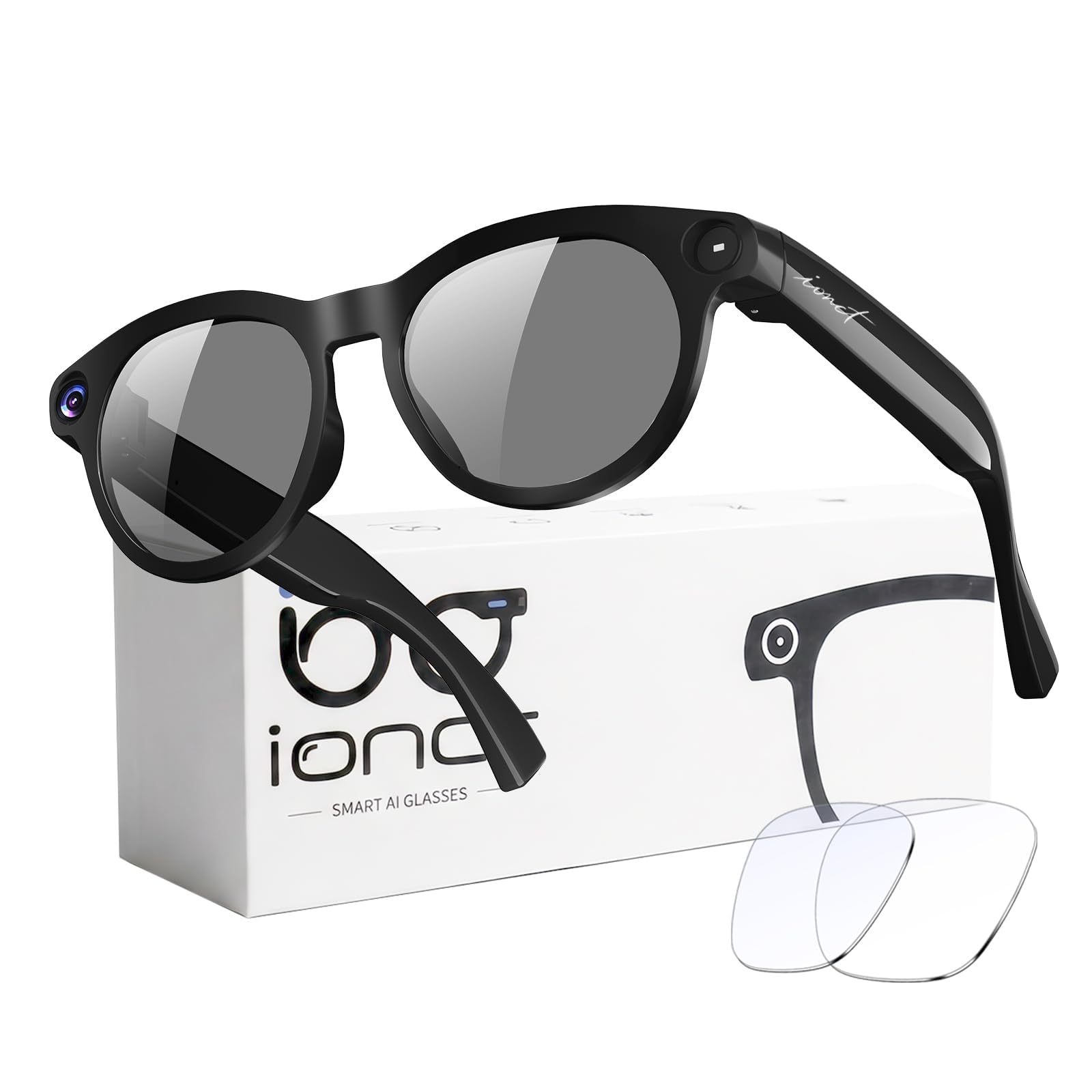 iONCT front view showing frame and lenses, offering hands-free 4K capture