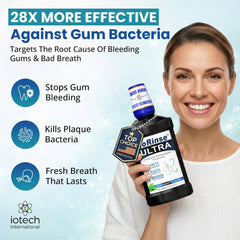 Iotech International ioRinse Ultra etiqueta detallada con ingredientes y ventaja natural