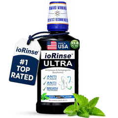 Iotech International ioRinse Ultra frontal de 1 L mostrando el envase y beneficio de limpieza profunda