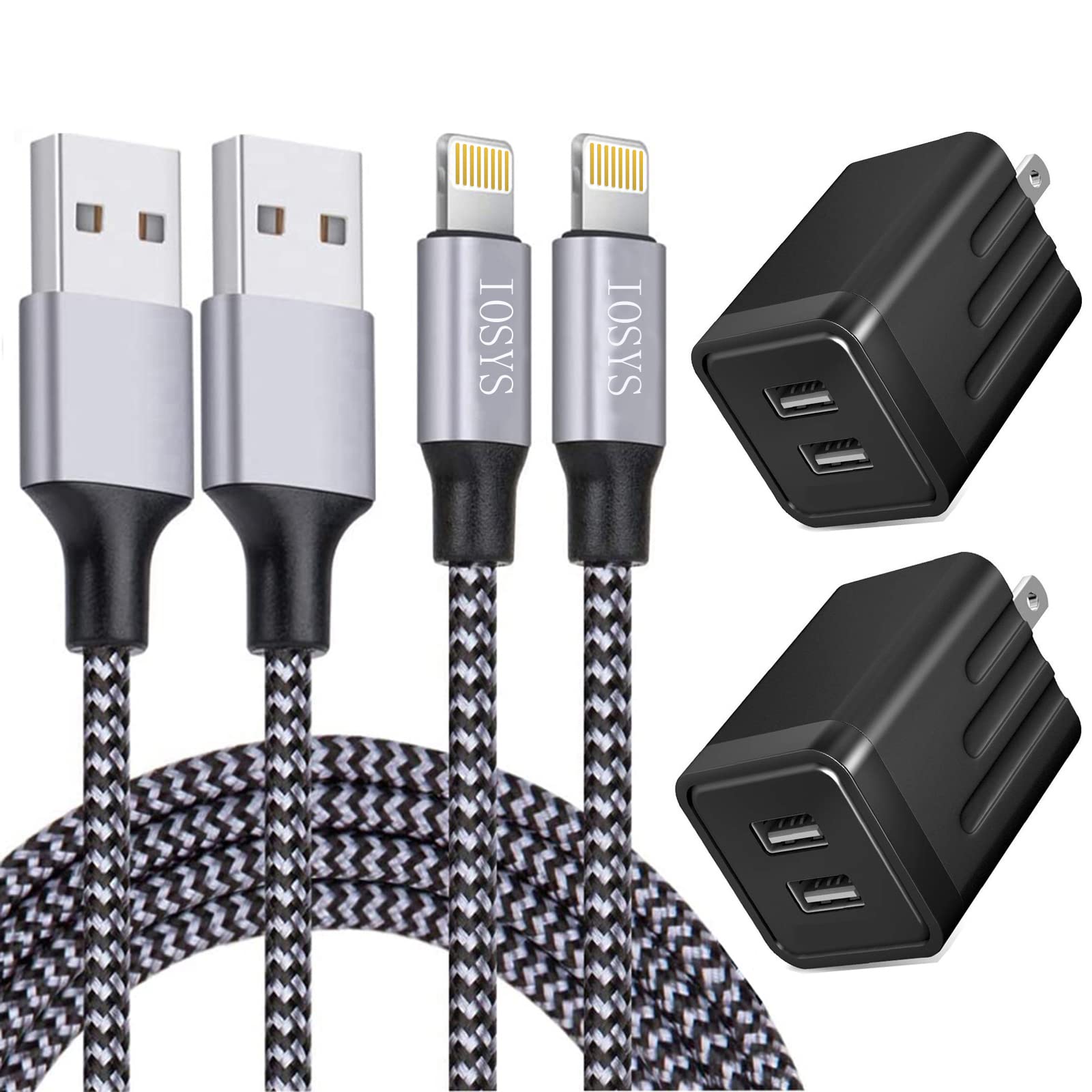 IOSYS adaptador puerto doble frontal mostrando dos salidas USB y carga simultánea