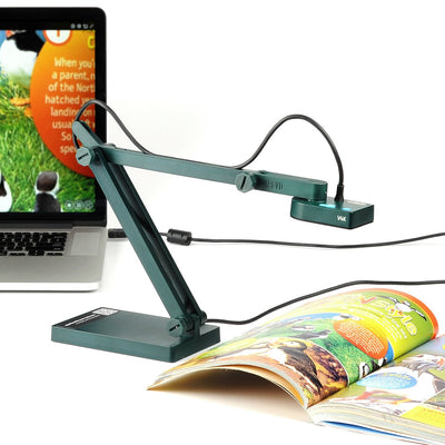 IPEVO V4K setup in classroom with laptop, reliable remote teaching benefit