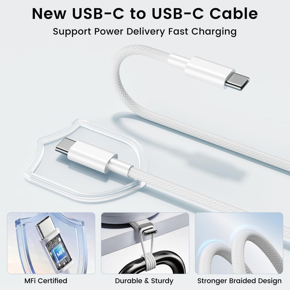 ipremium cargador y cable en uso cargando un iPhone rápidamente