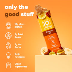 IQBAR Banana Nut corte cercano mostrando textura y frutos