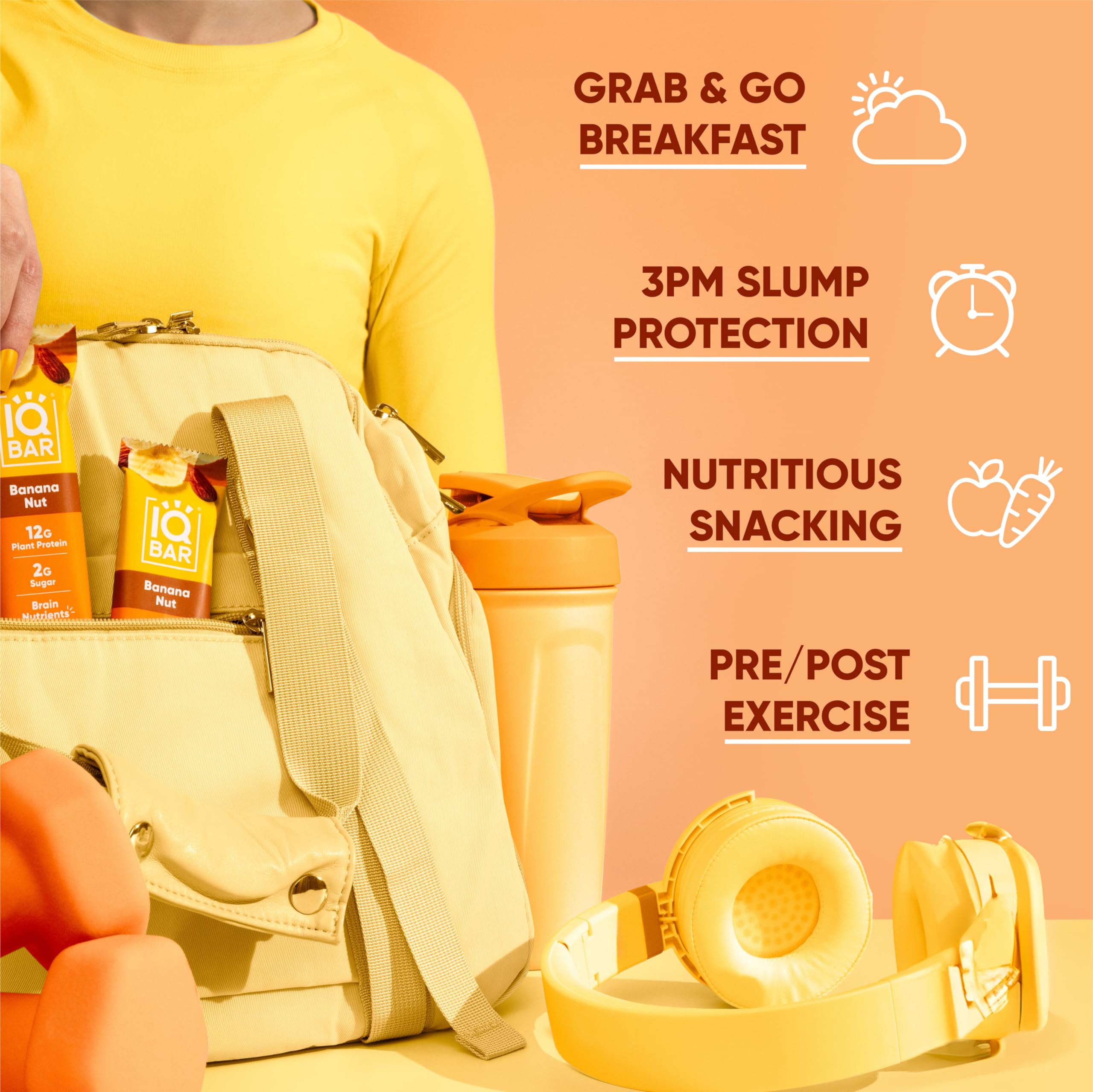 IQBAR Banana Nut consumida después de entrenar para recuperación rápida