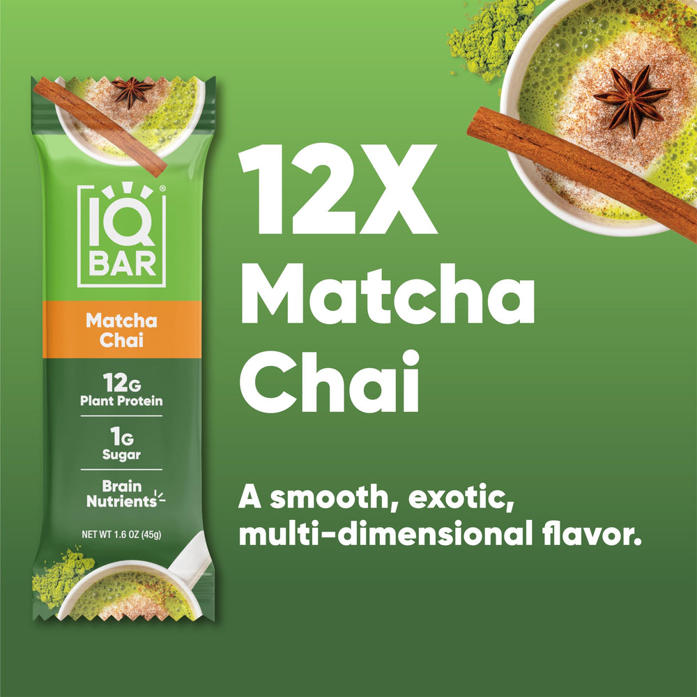 IQBAR Matcha Chai ingredientes naturales exhibidos para transparencia