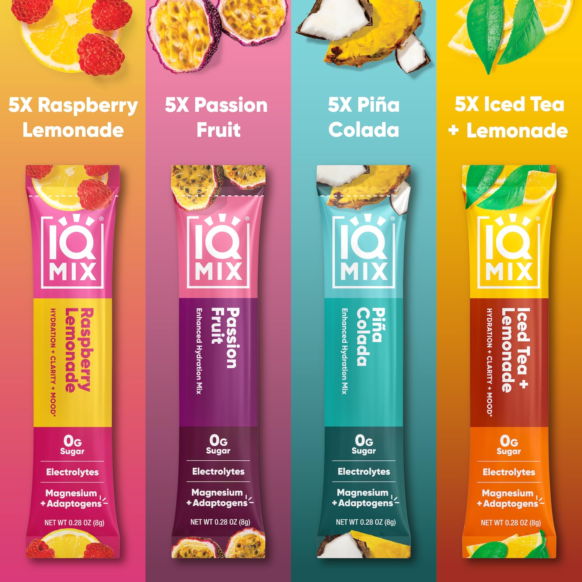 IQBAR lineup de sabores IQMIX variedad de sabores incluidas en el pack