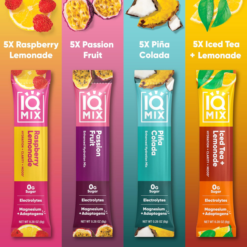 IQBAR lineup de sabores IQMIX variedad de sabores incluidas en el pack