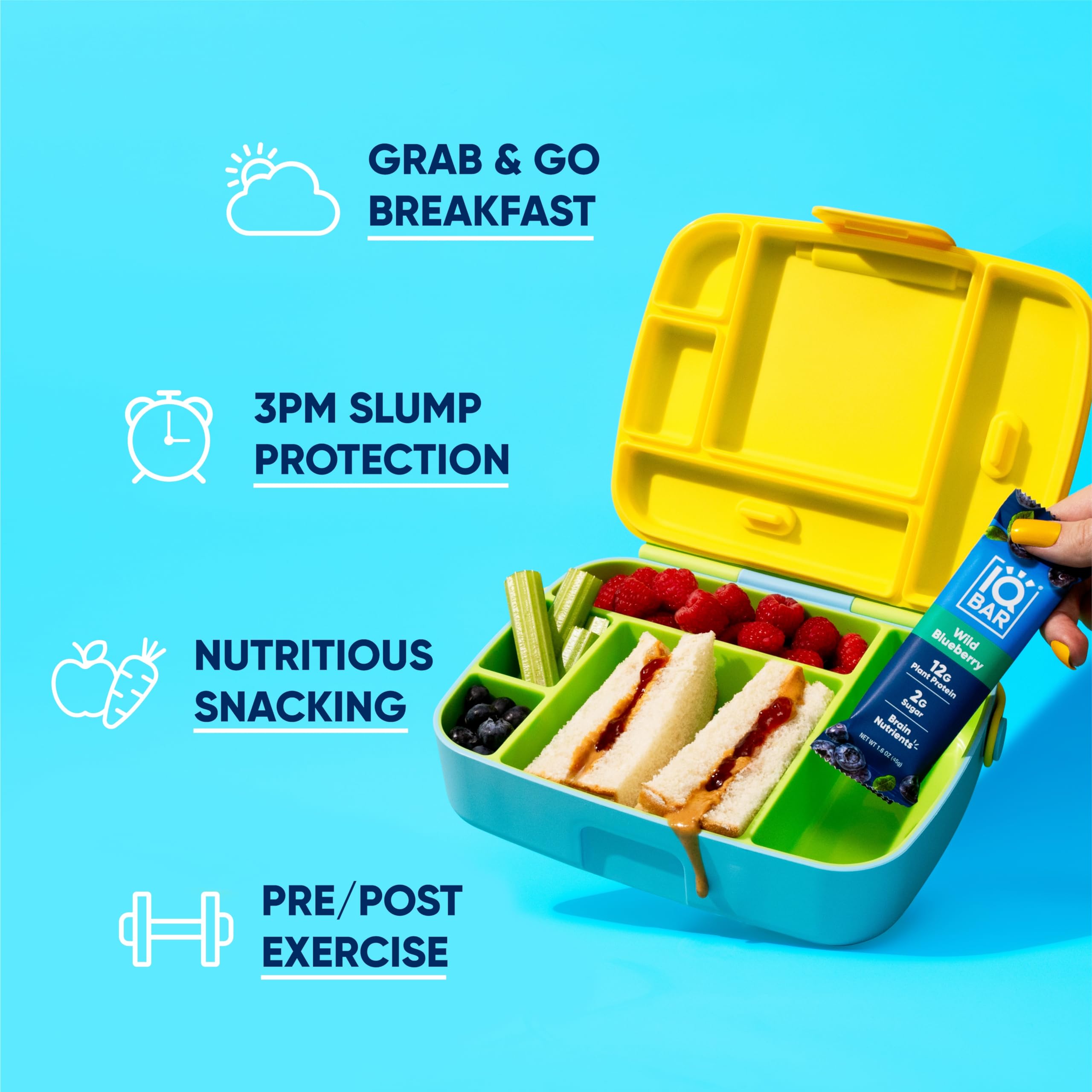 IQBAR barra dentro de mochila como snack portátil y conveniente