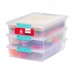 IRIS USA front view of clear 6 qt bin showing contents and visibility benefit