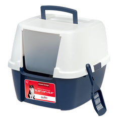 IRIS USA vista frontal de la caja sanitaria navy, control de olores