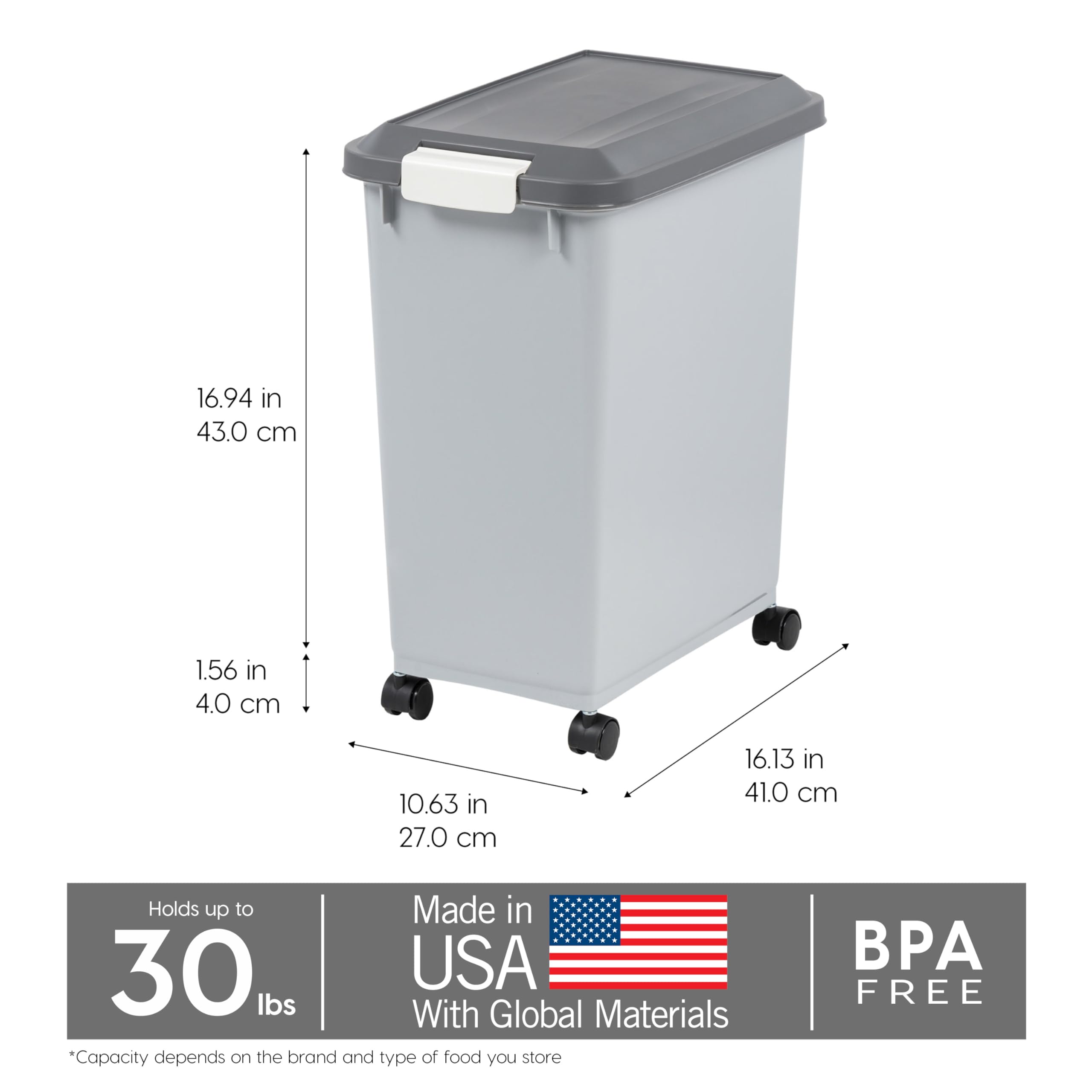 IRIS USA tapa abierta con cuchara de 2 tazas guardada, fácil dosificación