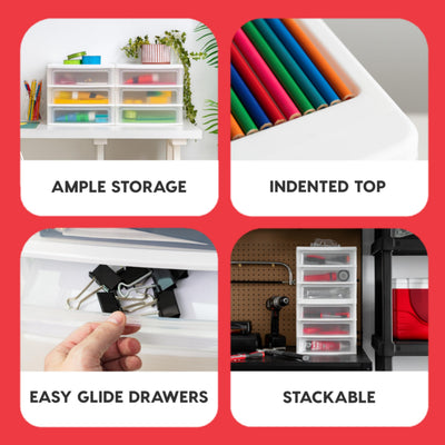 IRIS USA close-up of a smooth-glide drawer demonstrating easy access
