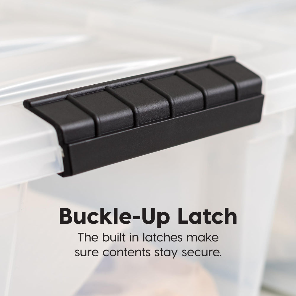 IRIS USA stacked bins demonstrating stable vertical storage benefit