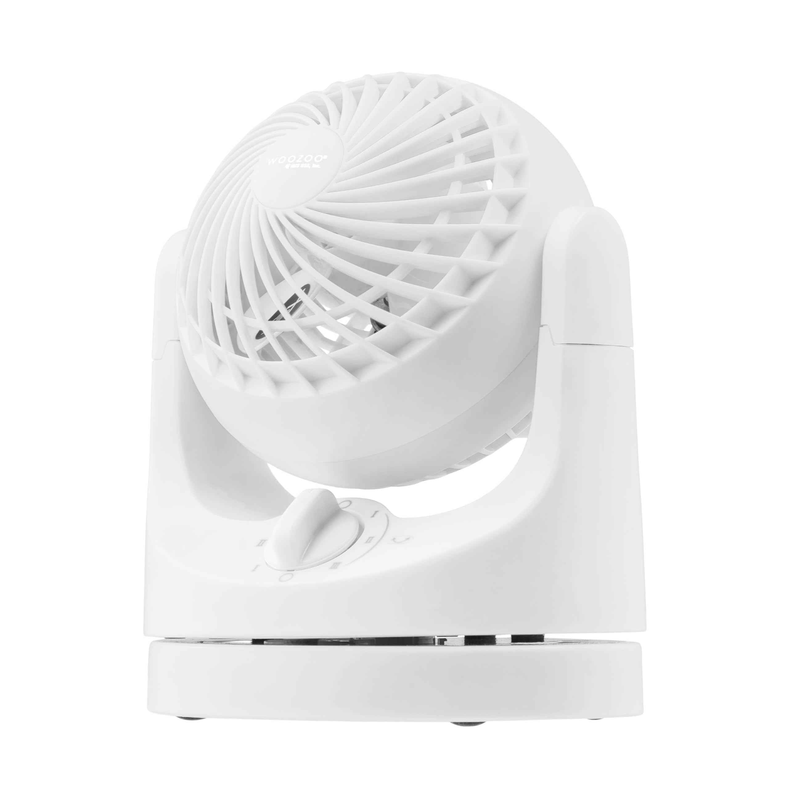 IRIS USA ventilador frontal mostrando diseño compacto y beneficio de ahorro de espacio